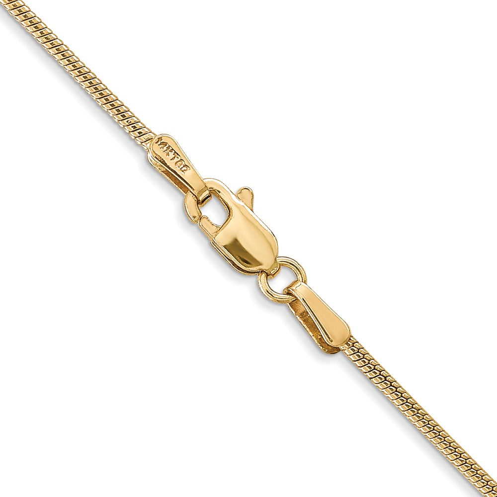 14K Yellow Gold 16 inch 1.4mm Round Snake Lobster Clasp Chain
