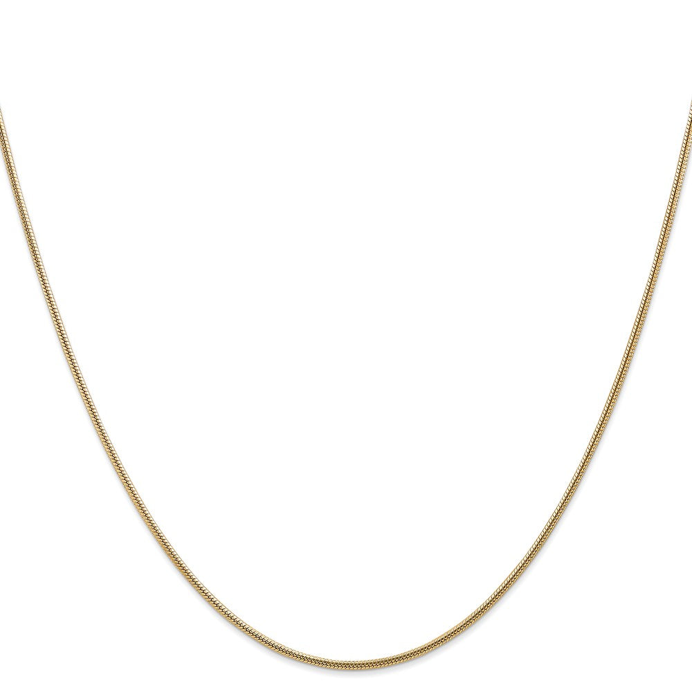 14K Yellow Gold 16 inch 1.6mm Round Snake Lobster Clasp Chain