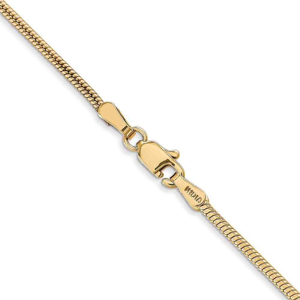 14K Yellow Gold 16 inch 1.6mm Round Snake Lobster Clasp Chain