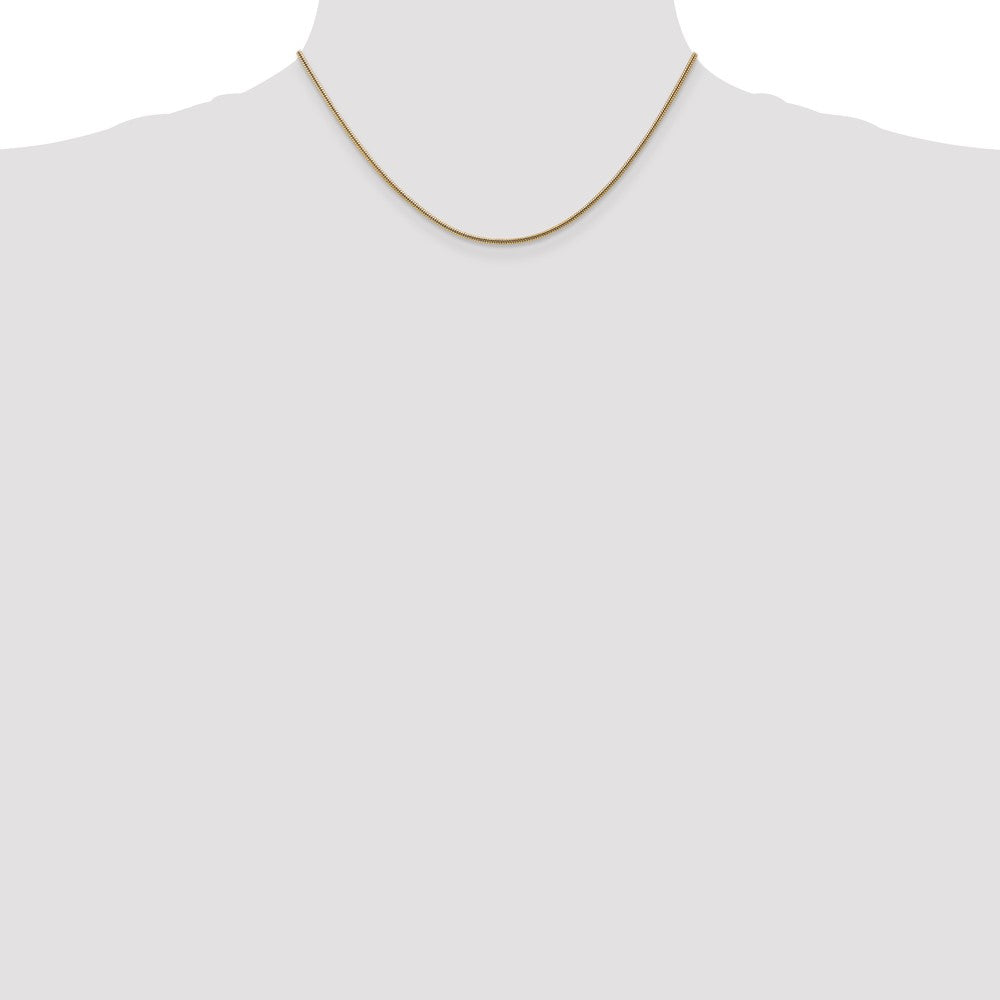 14K Yellow Gold 16 inch 1.6mm Round Snake Lobster Clasp Chain