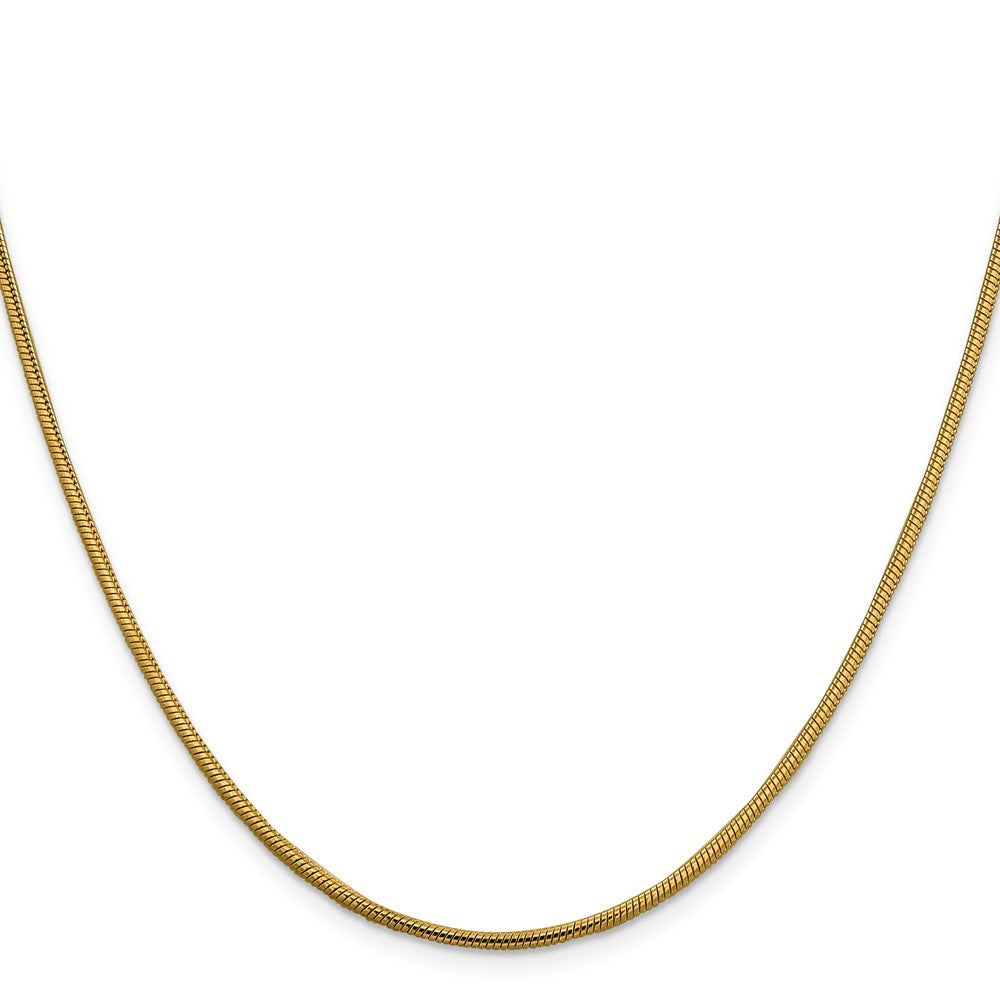 14K Yellow Gold 20 inch 1.85mm Round Snake Lobster Clasp Chain