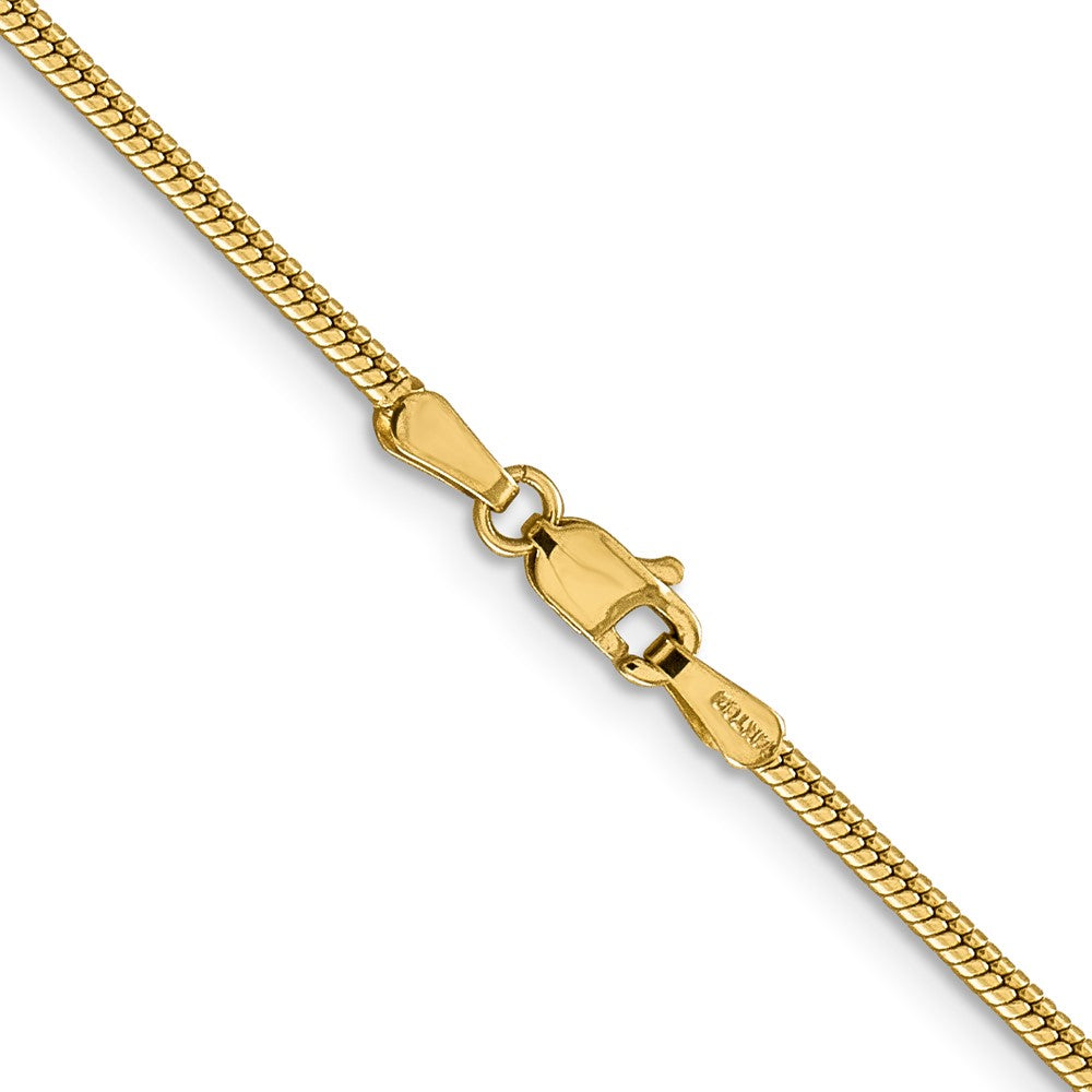 14K Yellow Gold 20 inch 1.85mm Round Snake Lobster Clasp Chain