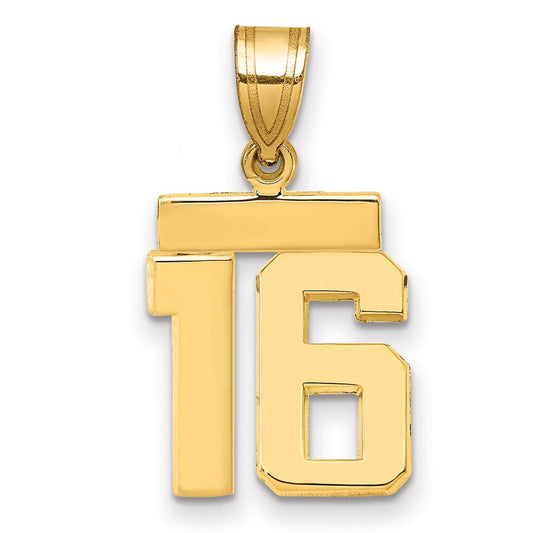 10k Small Polished Number 16 Charm