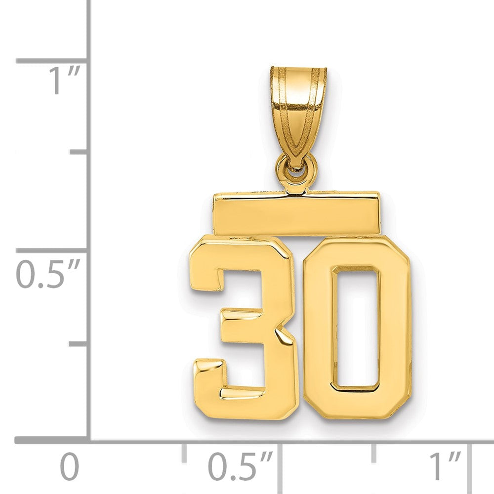 14k Yellow Gold Small Polished Number 30 Charm