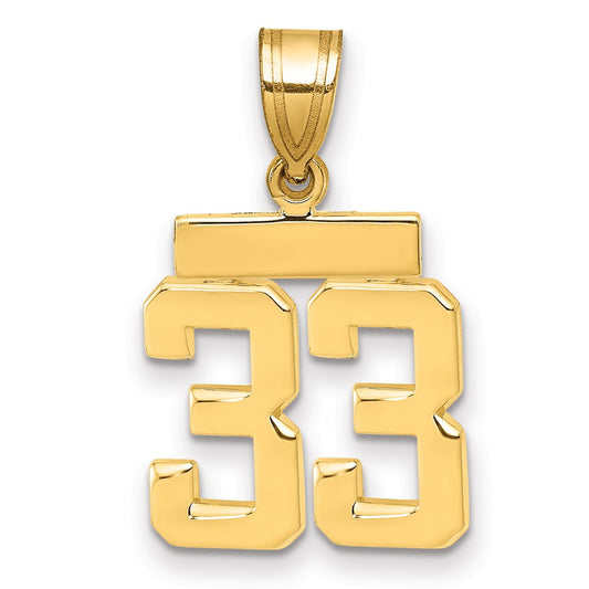10k Small Polished Number 33 Charm