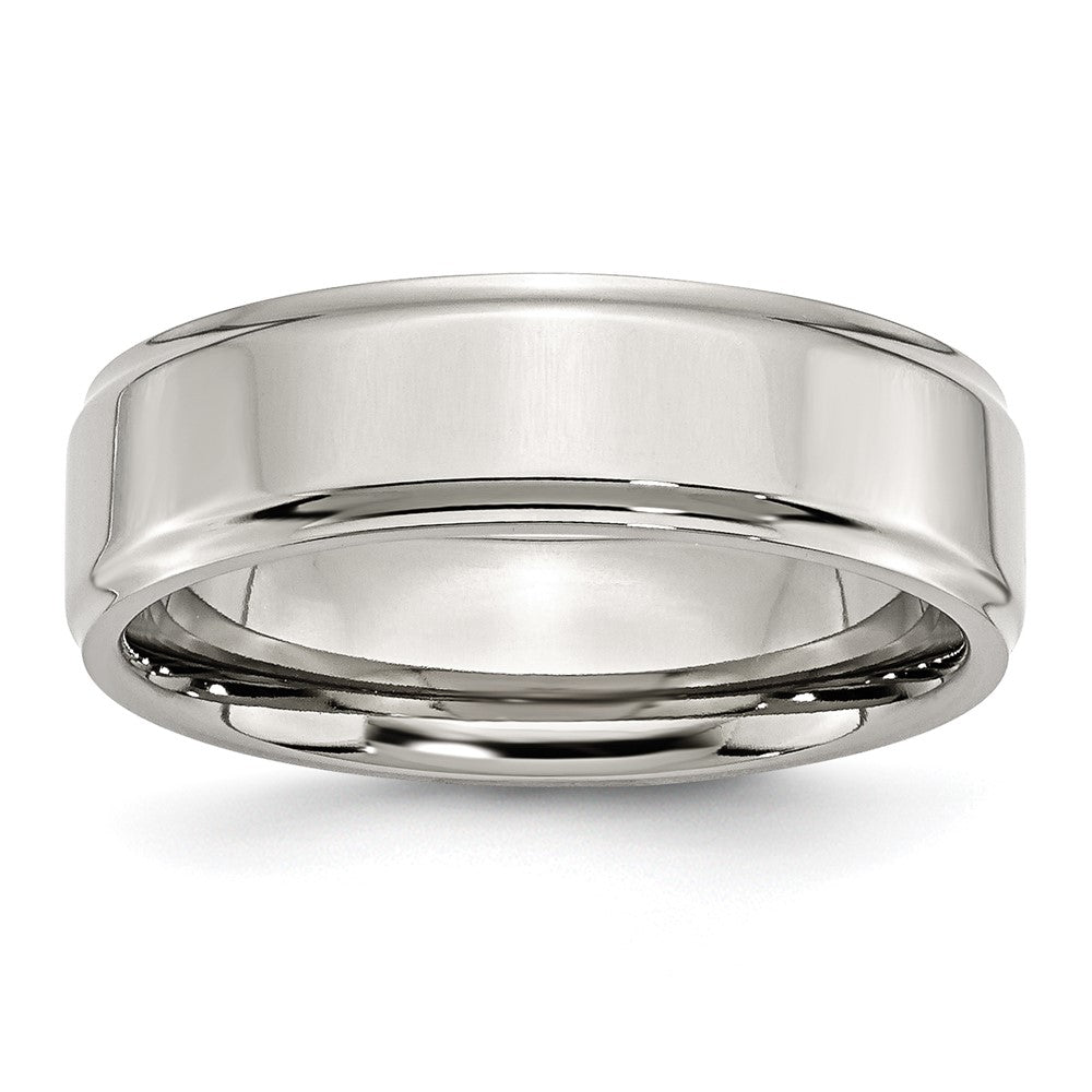 Chisel Stainless Steel Polished 7mm Ridged Edge Band