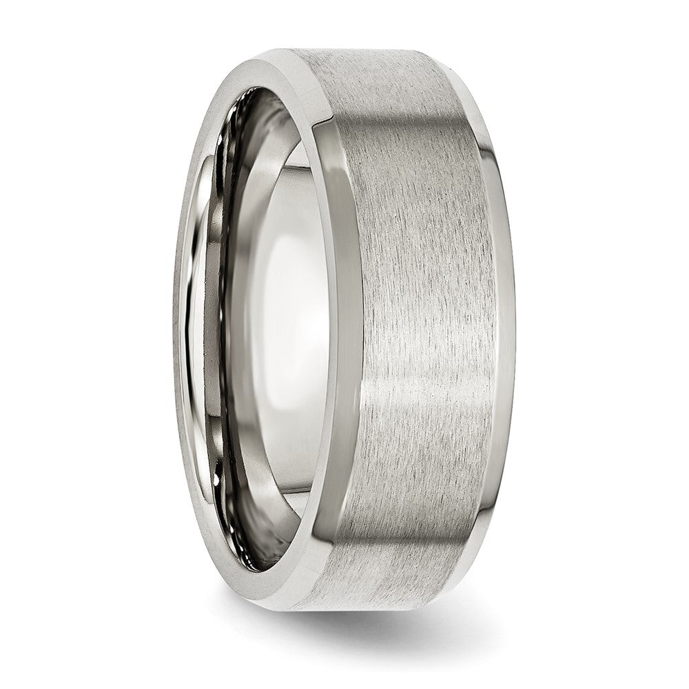 Chisel Stainless Steel Polished with Brushed Center 8mm Flat Beveled Edge Band