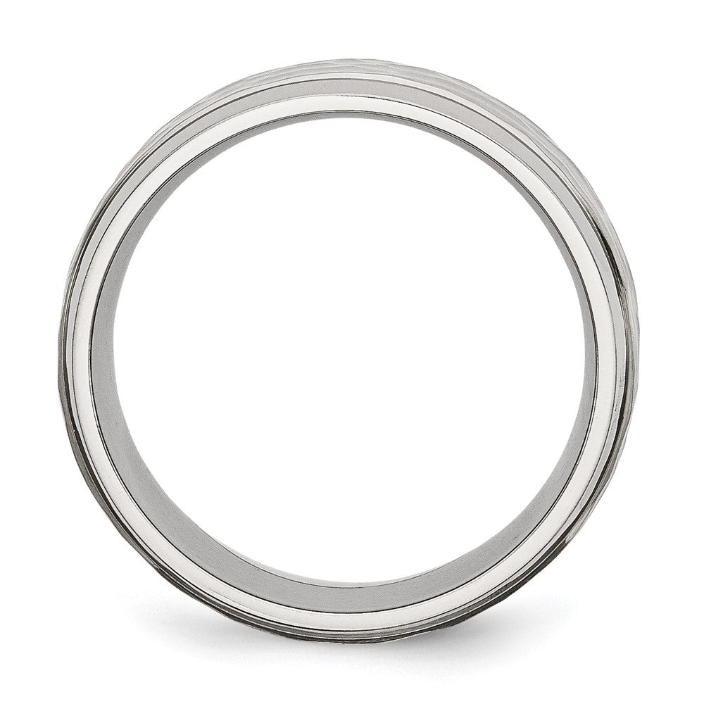 Chisel Stainless Steel Brushed Polished and Hammered 8mm Beveled Edge Band