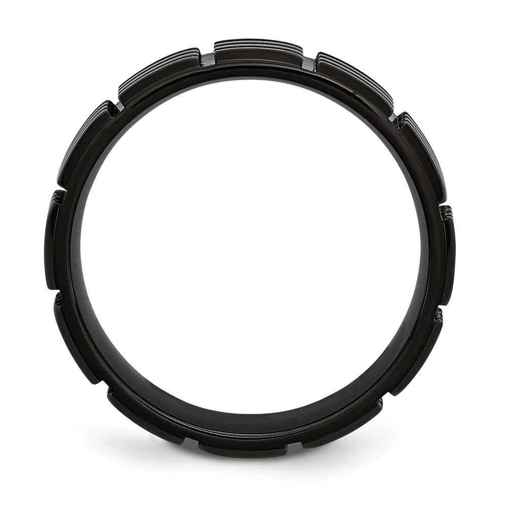 Chisel Stainless Steel Brushed Black IP-plated 8mm Grooved Band
