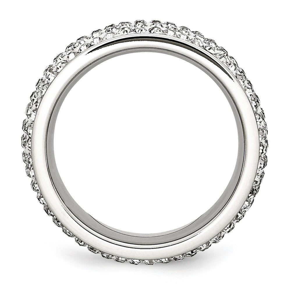 Chisel Stainless Steel Polished with Crystal 9mm Band