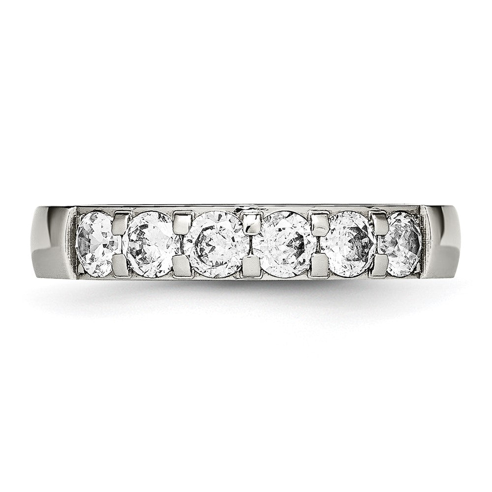 Chisel Stainless Steel Polished CZ 4mm Band