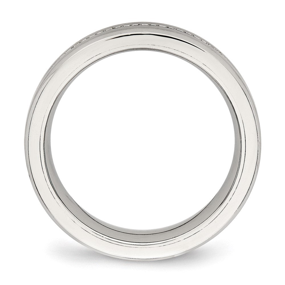 Chisel Stainless Steel Brushed and Polished with CZ 6.5mm Band