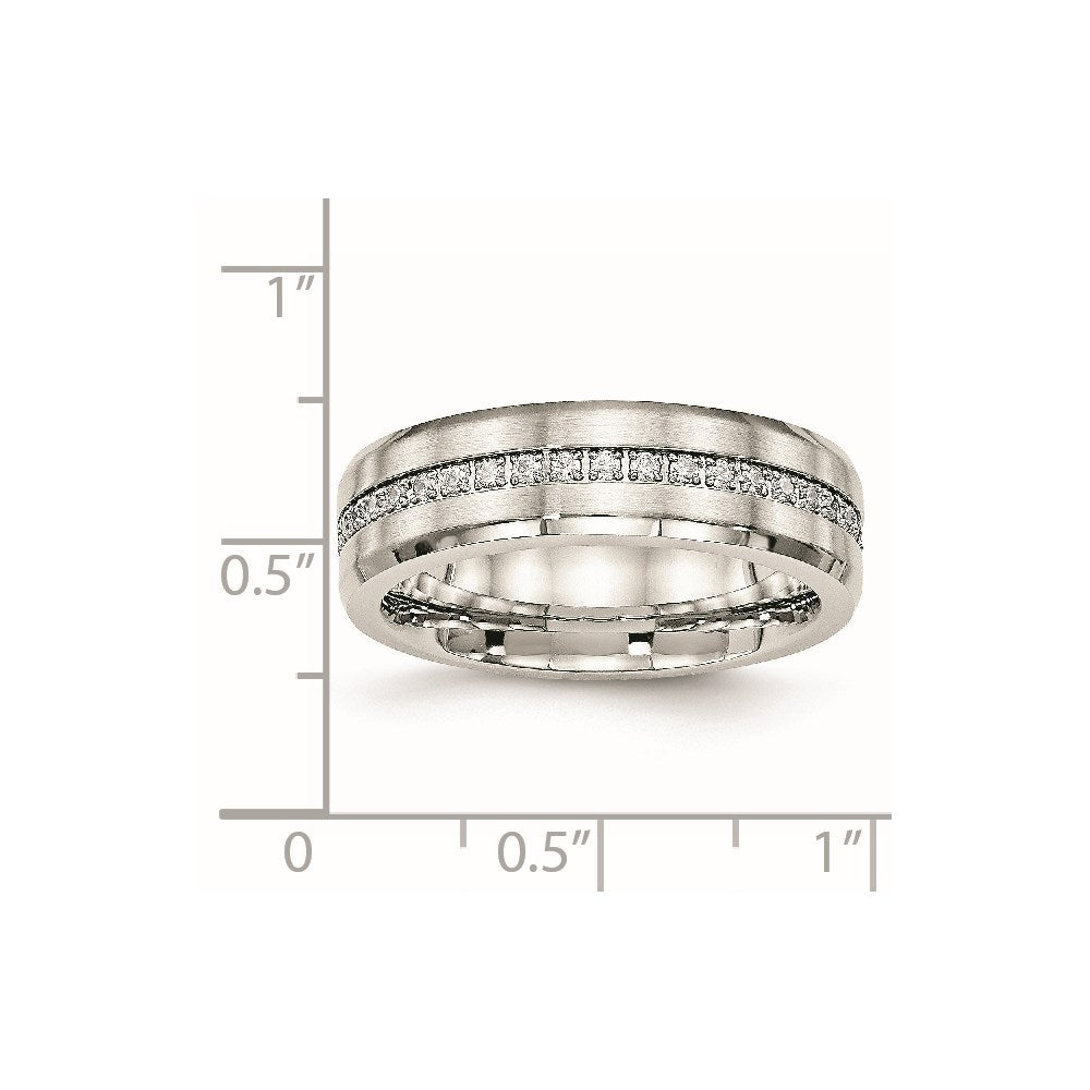 Chisel Stainless Steel Brushed and Polished with CZ 6.5mm Band