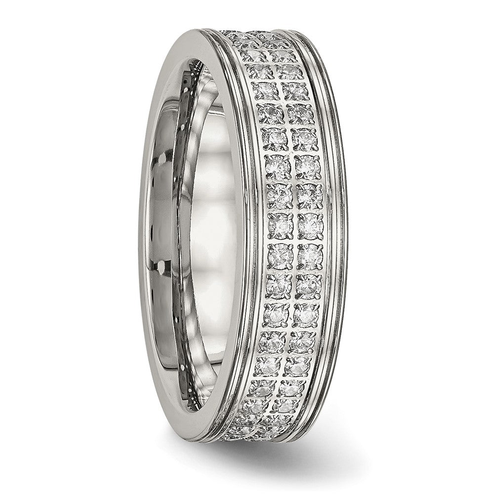 Chisel Stainless Steel Polished with CZ 6.5mm Band