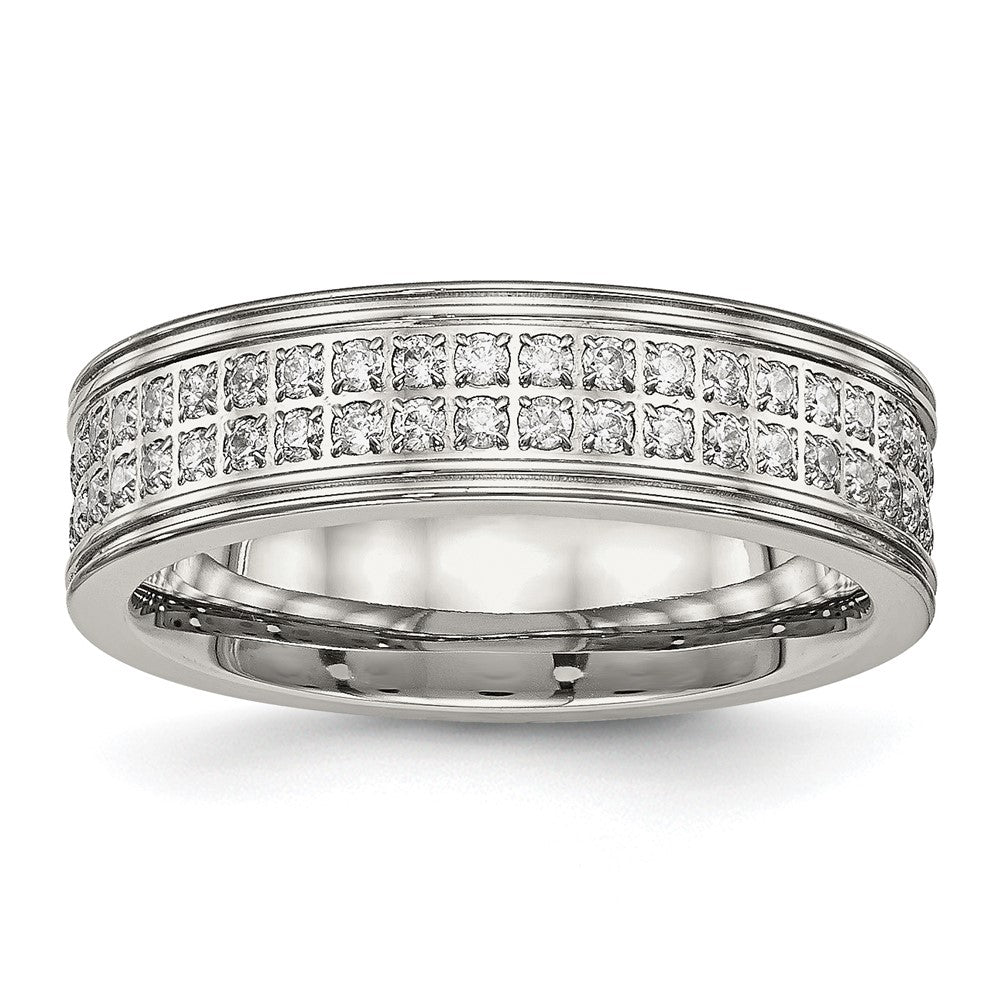 Chisel Stainless Steel Polished with CZ 6.5mm Band