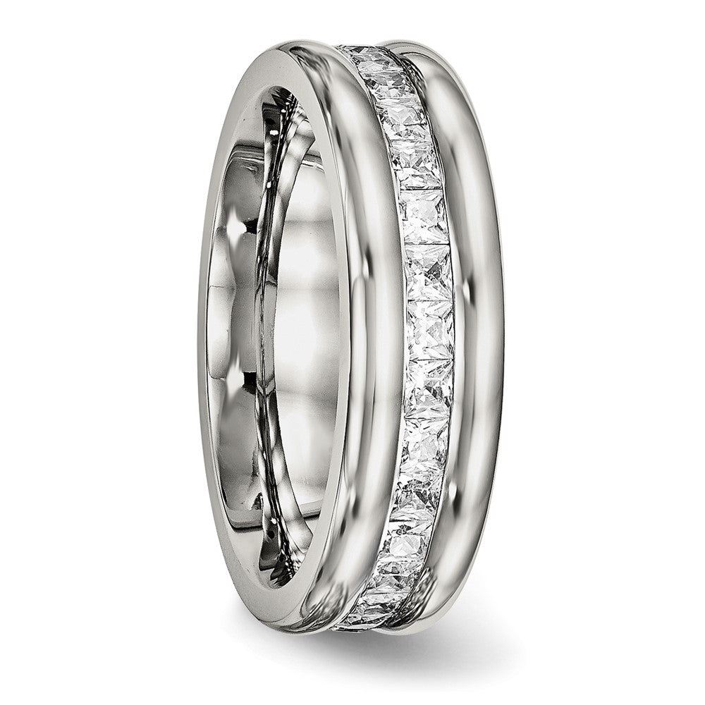 Chisel Stainless Steel Polished with CZ 7mm Band