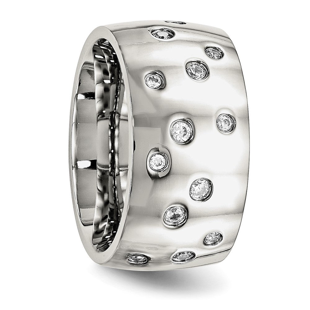 Chisel Stainless Steel Polished CZ 12mm Band