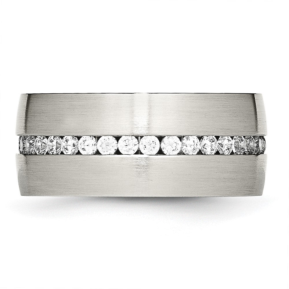 Chisel Stainless Steel Brushed and Polished with CZ 10mm Band