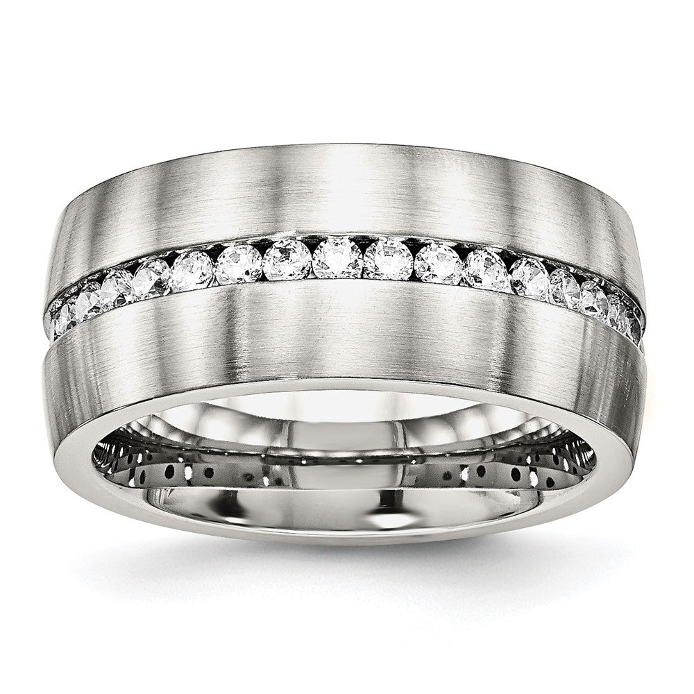 Chisel Stainless Steel Brushed and Polished with CZ 10mm Band