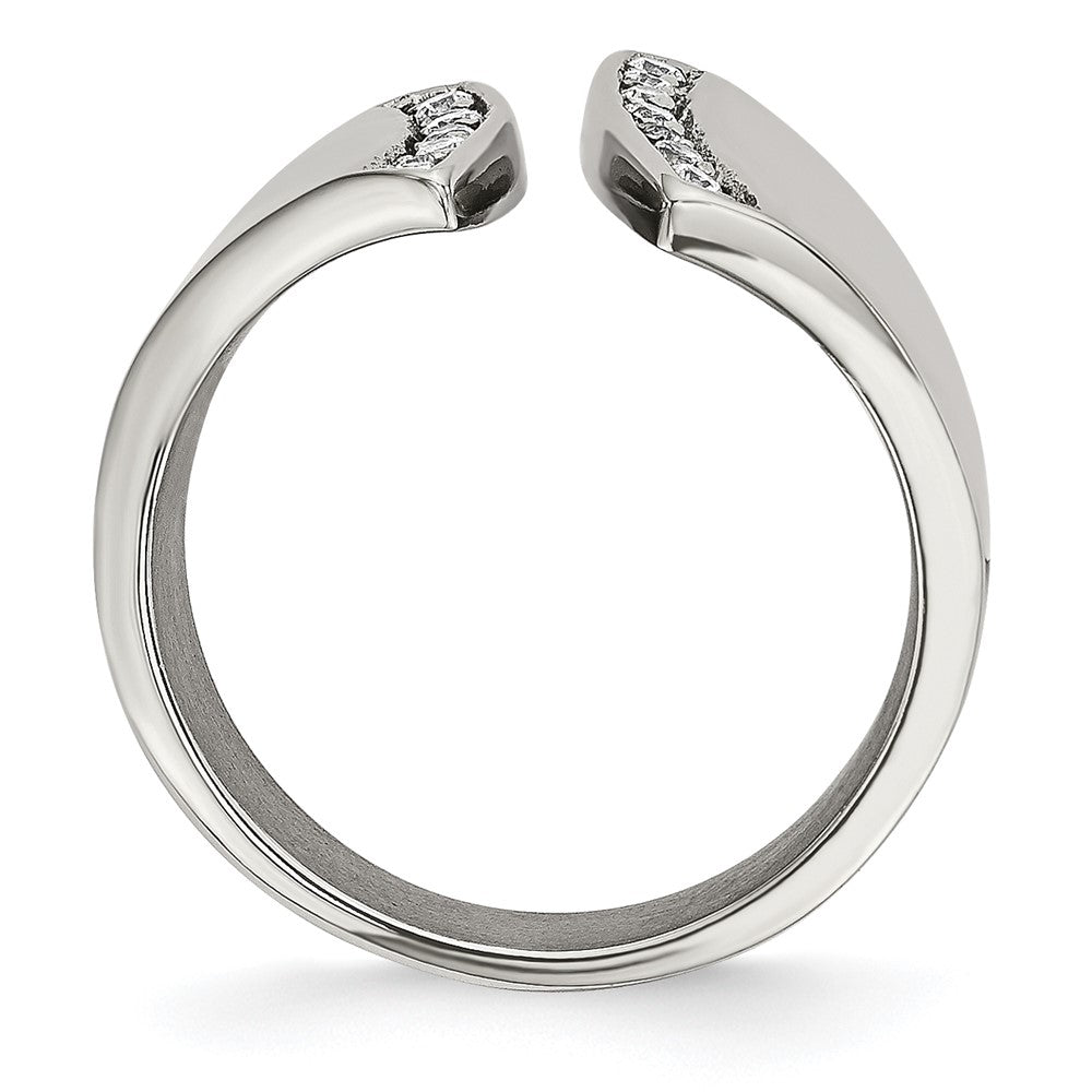 Chisel Stainless Steel Polished CZ Ring