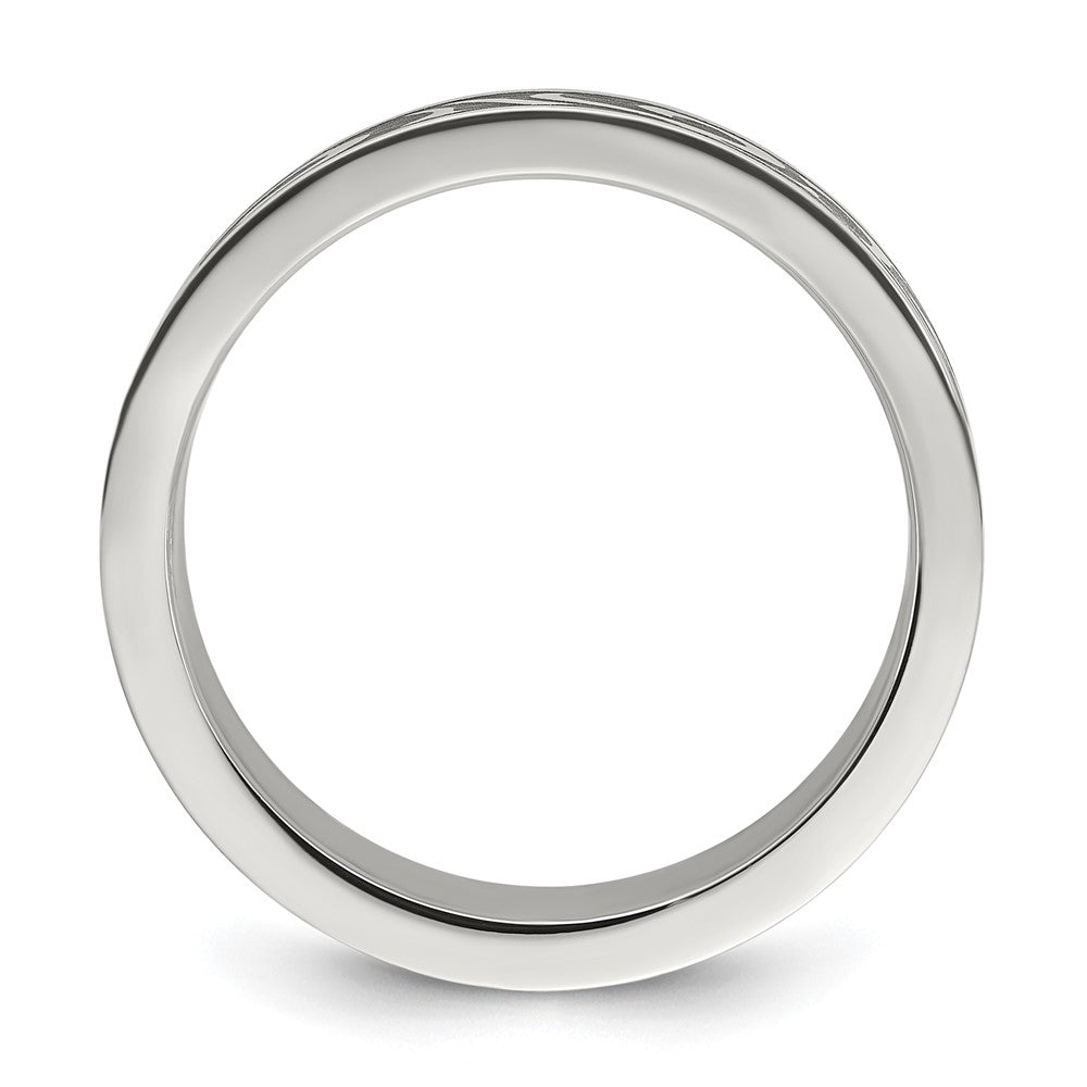 Chisel Stainless Steel Brushed Enameled Swirl Design 7mm Band