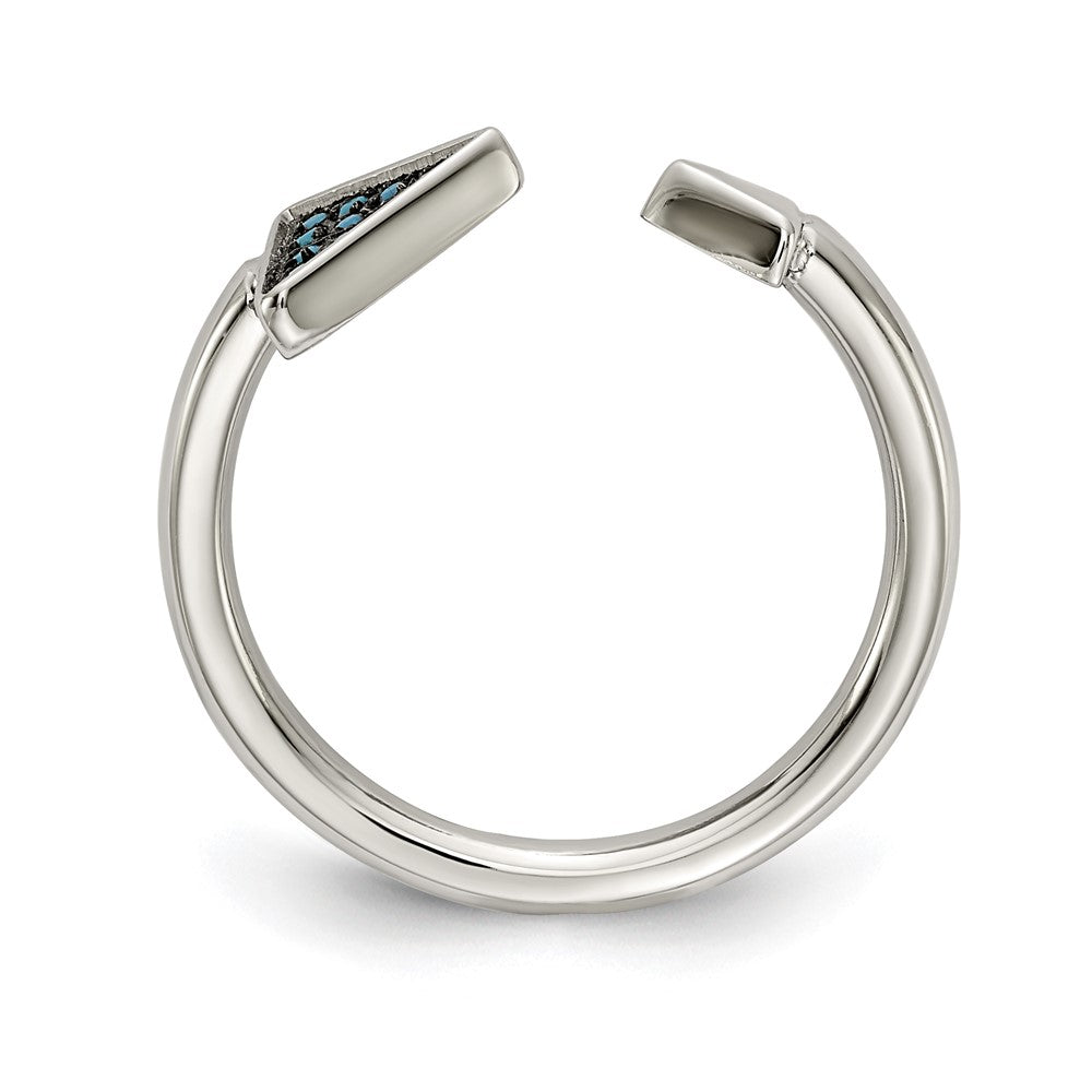 Chisel Stainless Steel Polished with Reconstructed Turquoise Triangle Ring