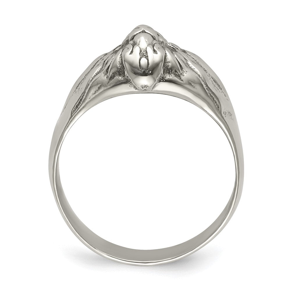 Chisel Stainless Steel Antiqued and Polished Lion Head Ring