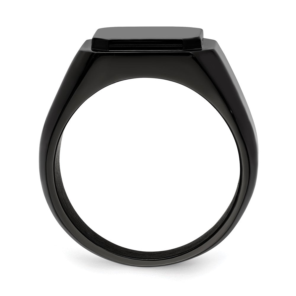 Chisel Stainless Steel Polished Black IP-plated Signet Ring