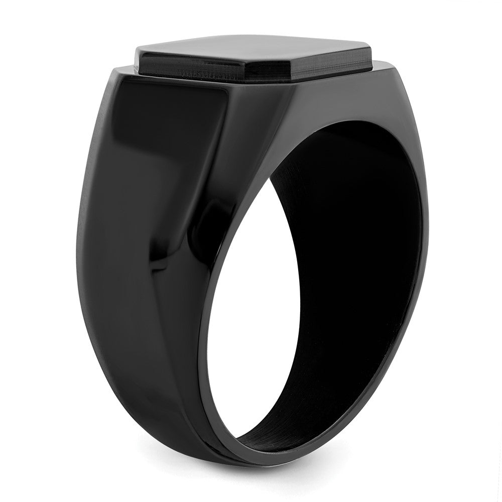 Chisel Stainless Steel Polished Black IP-plated Signet Ring