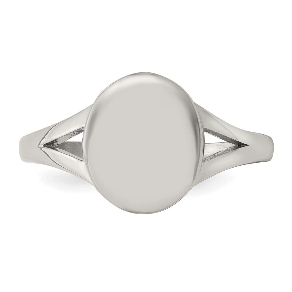 Chisel Stainless Steel Polished Oval Disc Ring