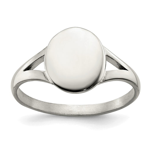 Chisel Stainless Steel Polished Oval Disc Ring