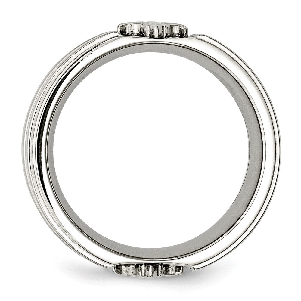 Chisel Stainless Steel Brushed and Polished Fleur de lis 10mm Band