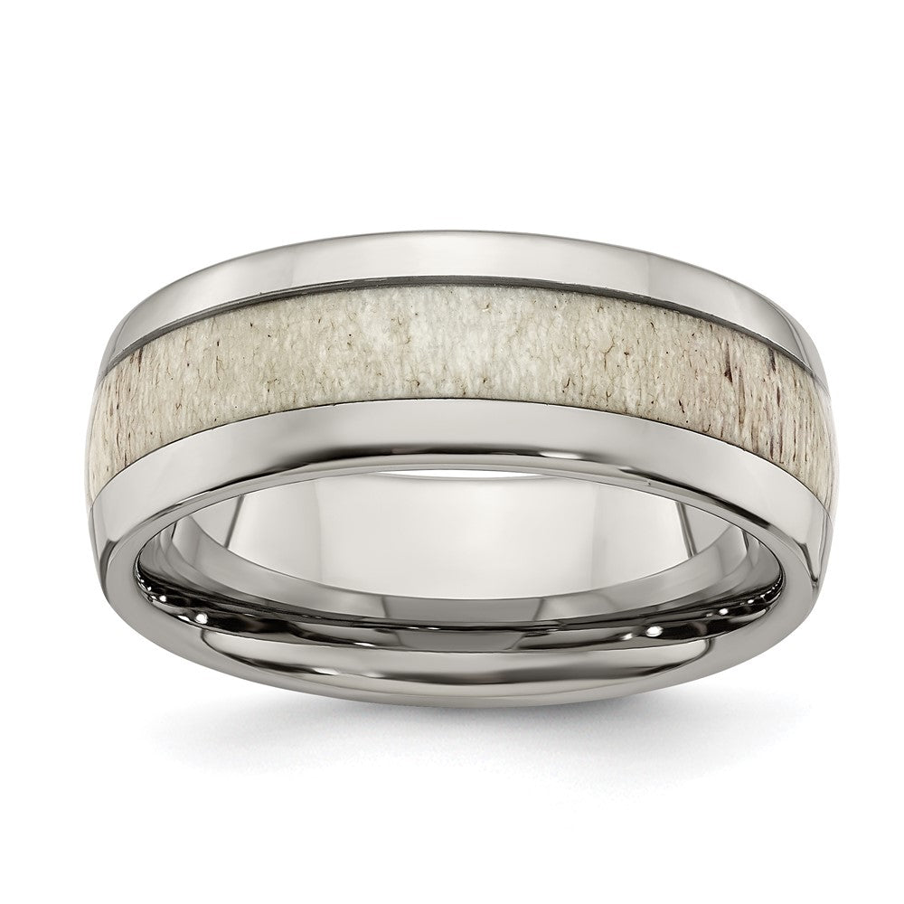 Chisel Stainless Steel Polished with Antler Inlay 8mm Band