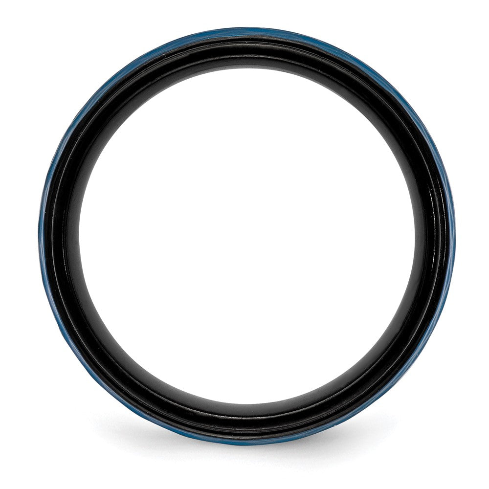 Chisel Stainless Steel Brushed and Polished Black and Blue IP-plated 8mm Band