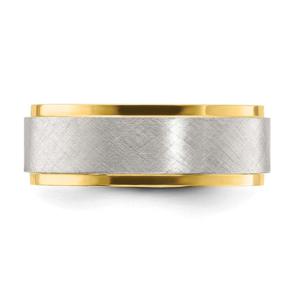 Chisel Stainless Steel Polished Yellow IP-plated with Brushed Center 8mm Band