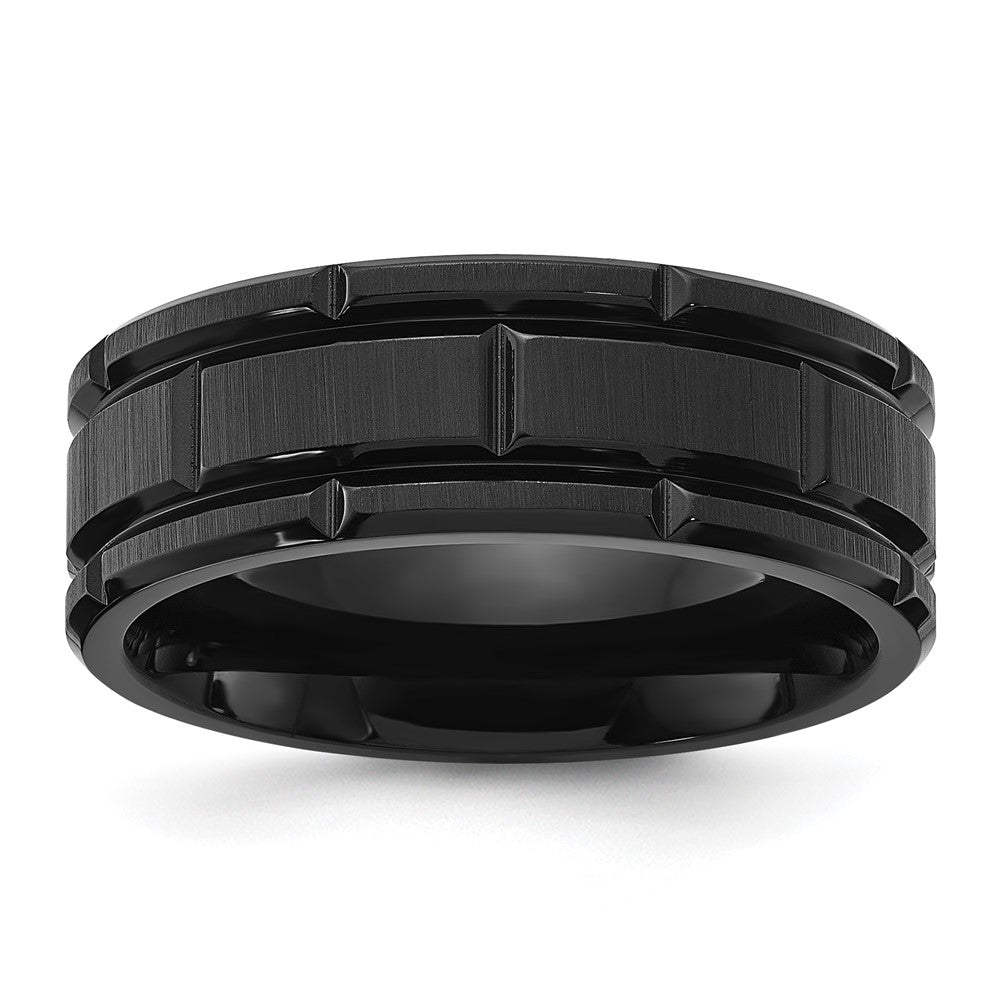 Chisel Stainless Steel Brushed and Polished Black IP-plated 8mm Band