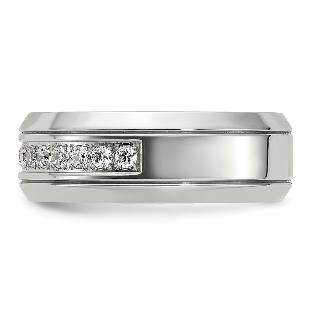 Chisel Stainless Steel Polished with CZ 8mm Band