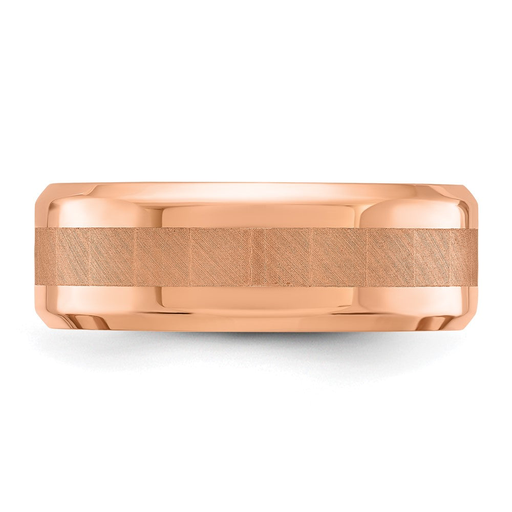 Chisel Stainless Steel Polished Rose IP-plated with Brushed Center 8mm Band