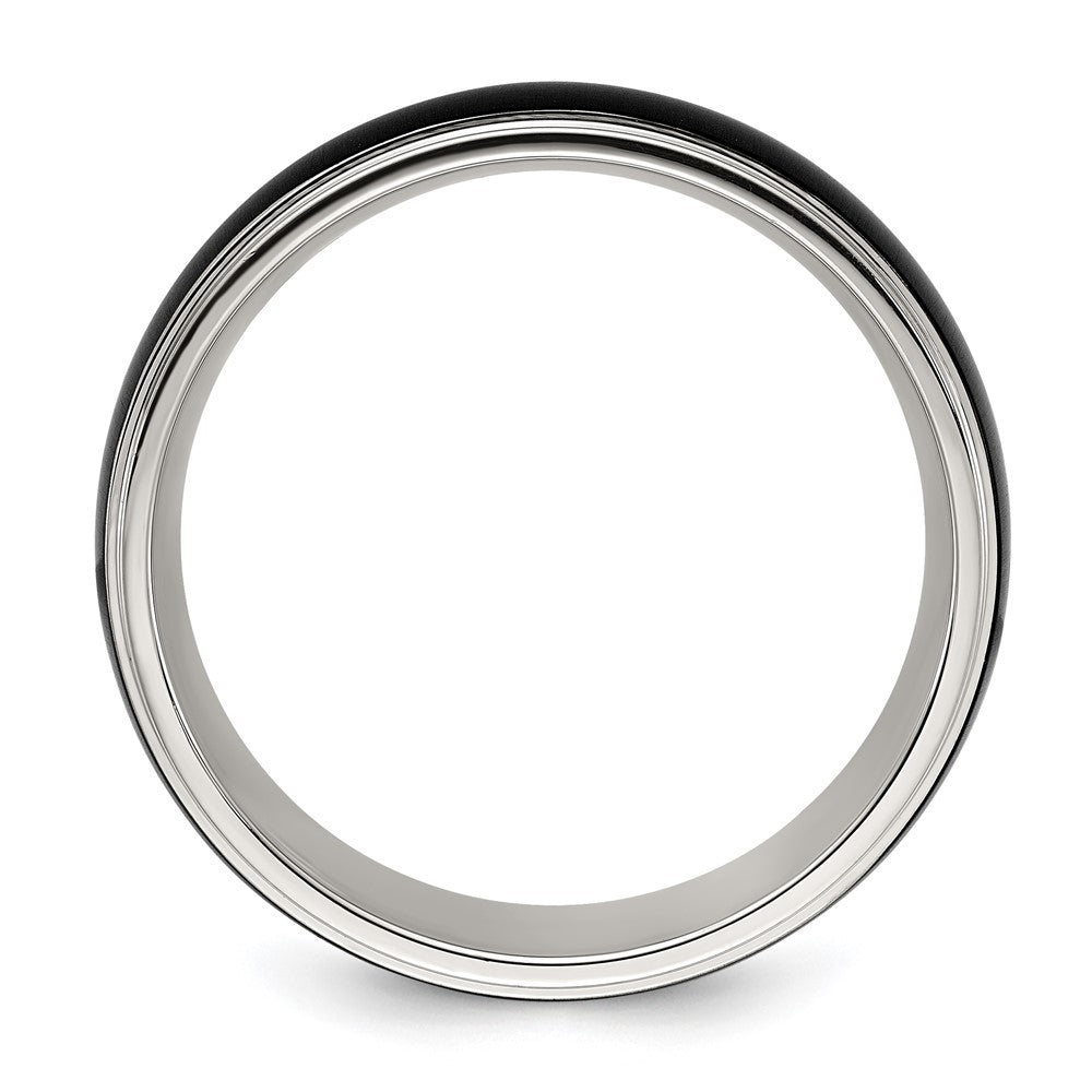Chisel Stainless Steel Polished with Brushed Black IP-plated Center 8mm Band