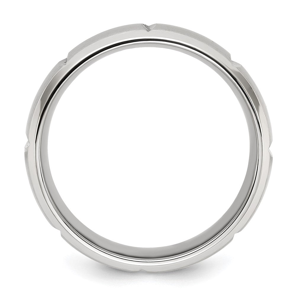 Chisel Stainless Steel Brushed and Polished Grooved 8mm Band