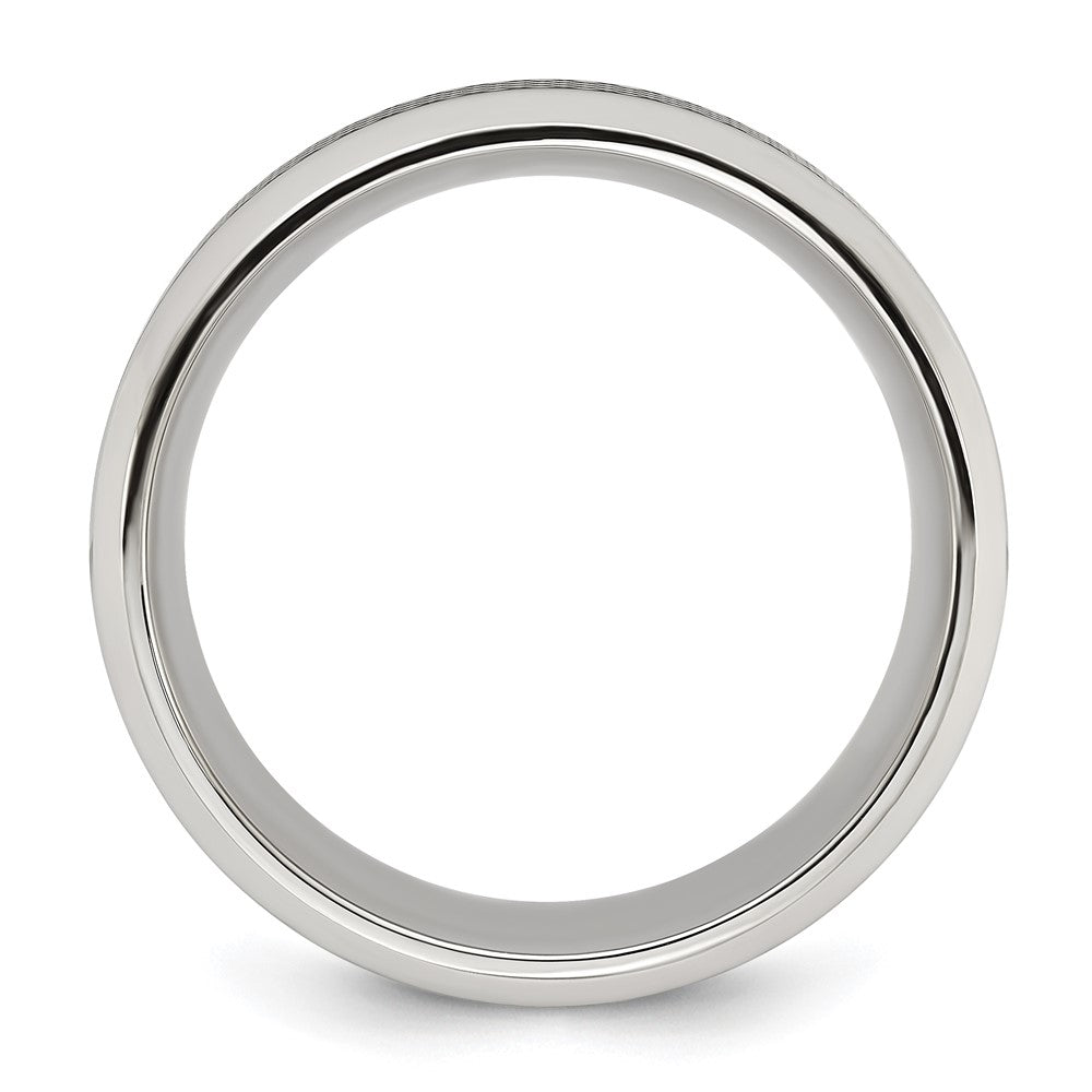 Chisel Stainless Steel Polished with Textured Black IP-plated Center 8mm Band
