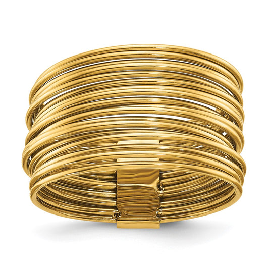 Chisel Stainless Steel Polished Yellow IP-plated Multi-Wire Ring