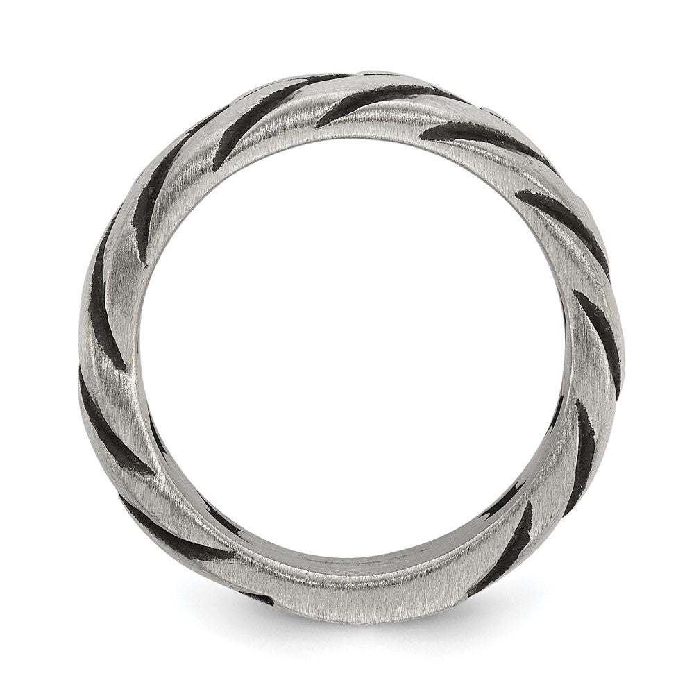Chisel Stainless Steel Antiqued and Polished Chain Design Band