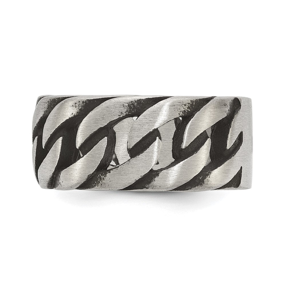 Chisel Stainless Steel Antiqued and Polished Chain Design Band