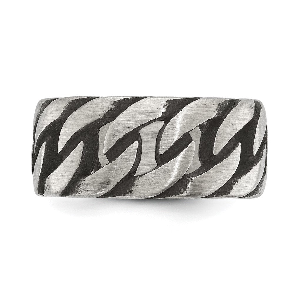 Chisel Stainless Steel Antiqued and Polished Chain Design Band