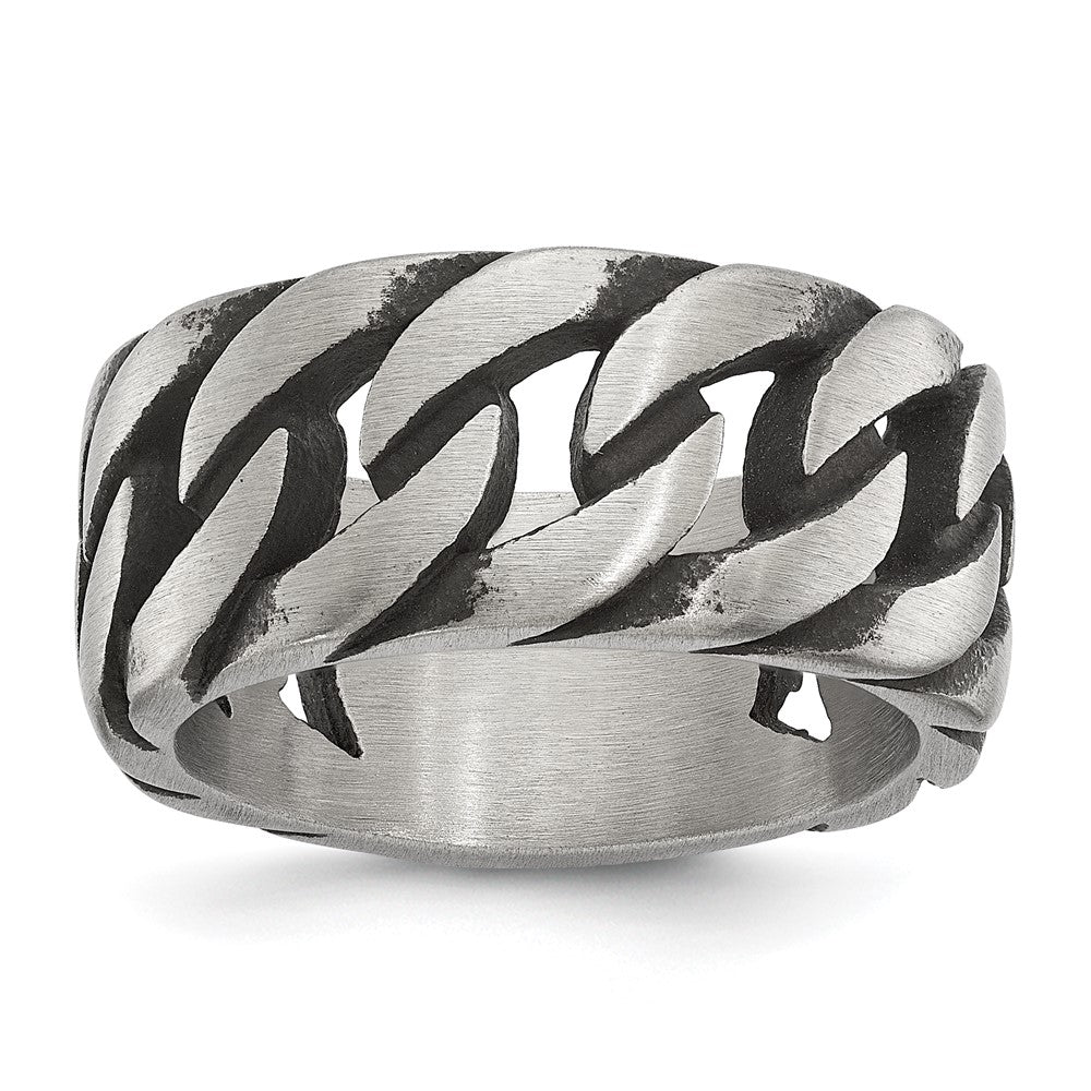 Chisel Stainless Steel Antiqued and Polished Chain Design Band