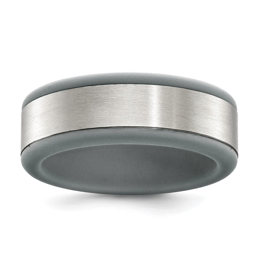 Chisel Stainless Steel Brushed Grey Silicone Center 8mm Band