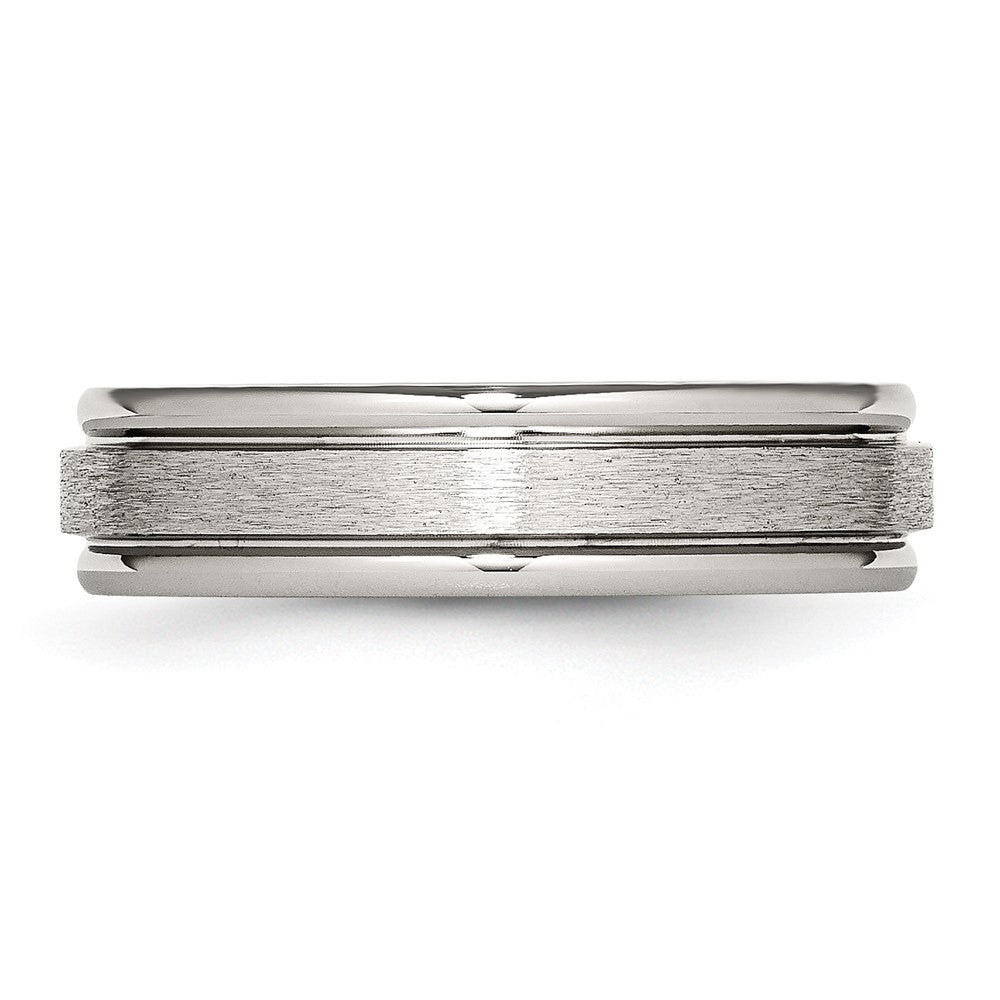 Chisel Stainless Steel Polished with Satin Center 6mm Grooved Edge Band
