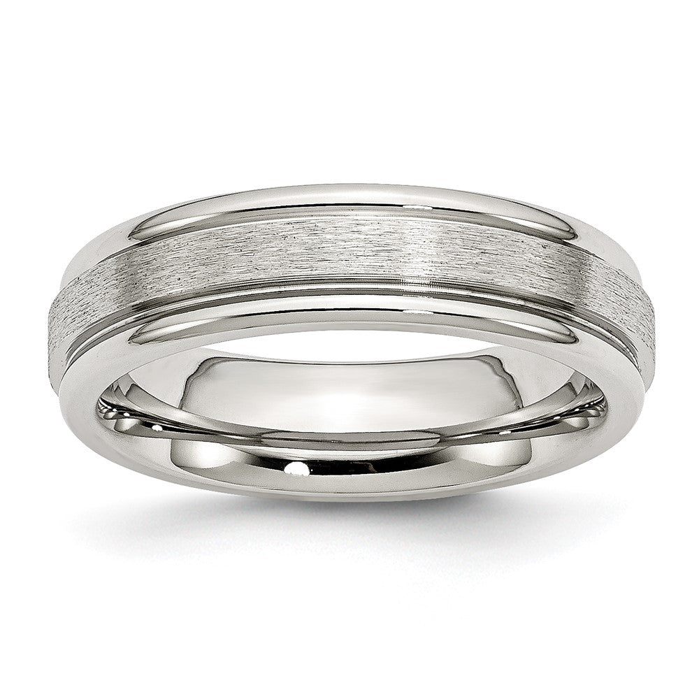 Chisel Stainless Steel Polished with Satin Center 6mm Grooved Edge Band