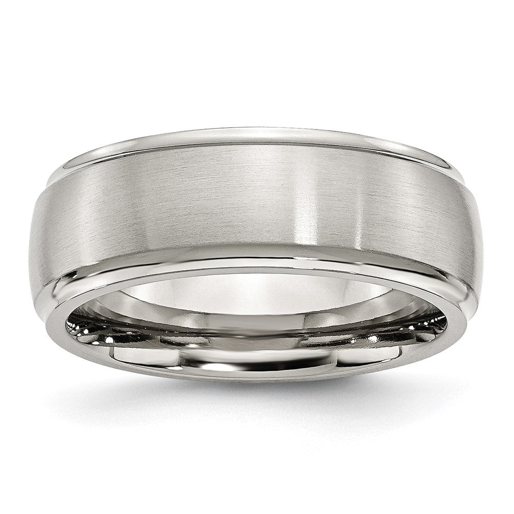 Chisel Stainless Steel Polished with Brushed Center 8mm Ridged Edge Band